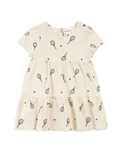 Miles The Label Girls' Short Sleeved Tiered Knit Dress - Little Kid In Beige