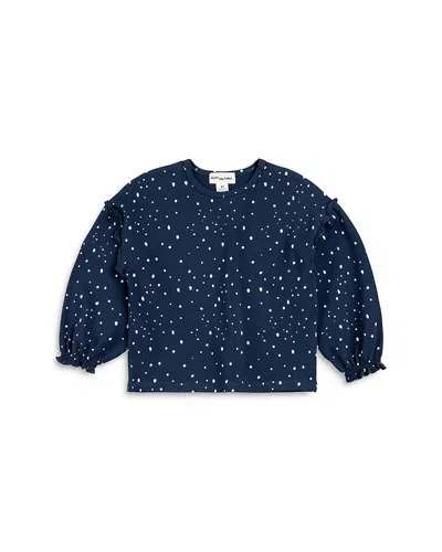 Miles The Label Girls' Snowfall Print Top - Little Kid In Navy