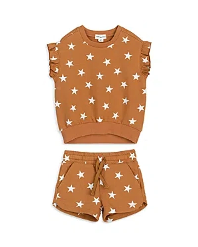 Miles The Label Girls' Star Spangled Sleeveless Sweatshirt & Shorts Set - Baby In Multi