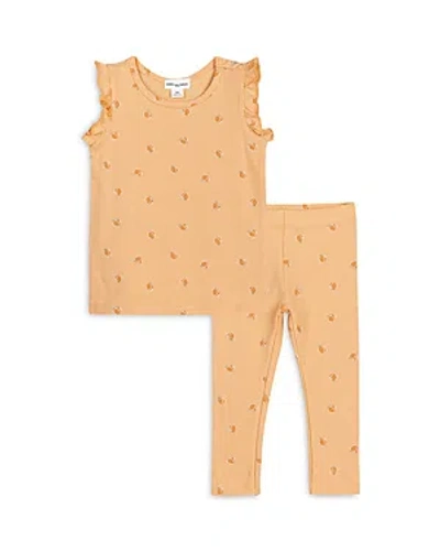 Miles The Label Girls' Stretch Jersey Peach Print Empire Top & Capri Leggings Set - Baby In Multi