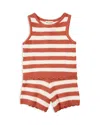 Miles The Label Girls' Striped Crochet Knit Top & Shorts Set - Baby In Coral