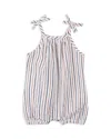Miles The Label Girls' Striped Seersucker Romper - Baby In Camel