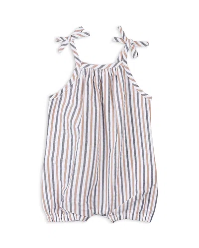 Miles The Label Girls' Striped Seersucker Romper - Baby In Camel