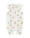 Miles The Label Sunflower Print Ruffle Romper In Off-white