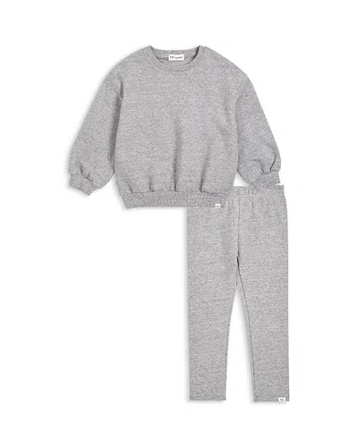 Miles The Label Girls' Sweatshirt & Joggers Set - Baby In Medium Heather Gray