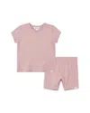 Miles The Label Girls' Tee & Shorts Set - Little Kid In Pink