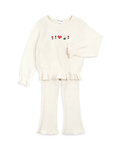 Miles The Label Kids' Girls' Waffle Knit Top & Flare Pants - Baby In Beige