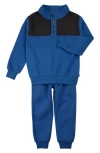 Miles The Label Glacier Blue Half-button Sweatshirt & Joggers Set In Blue