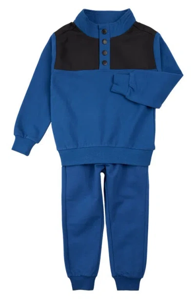 Miles The Label Babies'  Glacier Blue Half-button Sweatshirt & Joggers Set