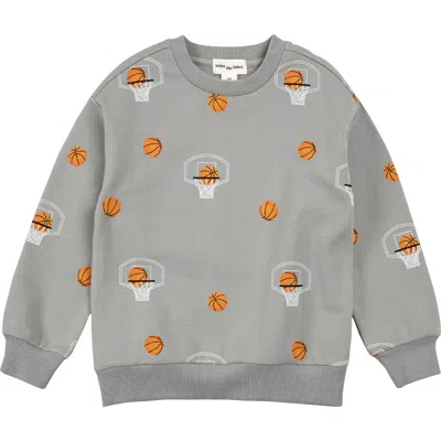 Miles The Label Kids' Basketball Print French Terry Sweatshirt In Gray