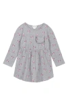 MILES THE LABEL MILES THE LABEL KIDS' BOW PRINT LONG SLEEVE STRETCH ORGANIC COTTON DRESS