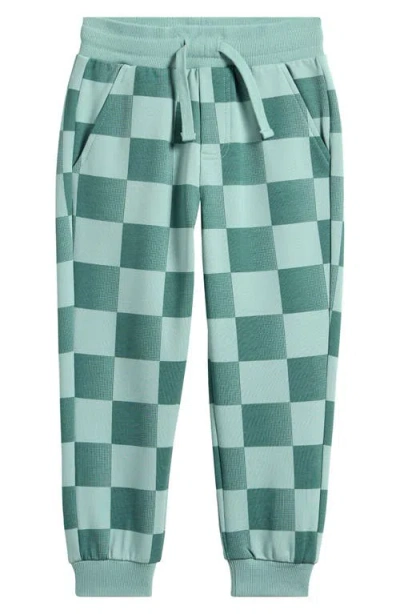 Miles The Label Kids' Checkerboard Stretch Cotton Sweatpants In Green