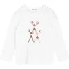 Miles The Label Kids' Cheerleaders Long Sleeve Cotton Graphic T-shirt In Off-white