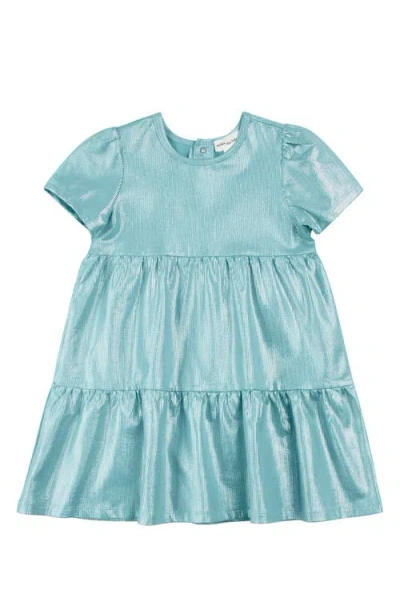 Miles The Label Kids' Cotton Lamé Tiered Party Dress In Turquoise