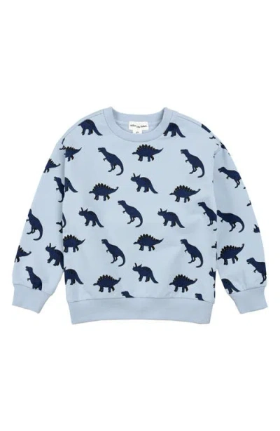 Miles The Label Kids' Dino Print French Terry Sweatshirt In Blue
