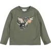 Miles The Label Kids' Dragon Organic Cotton Graphic T-shirt In Green