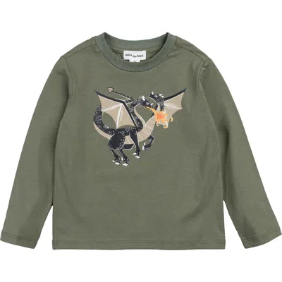 Miles The Label Kids' Dragon Organic Cotton Graphic T-shirt In Green