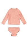Miles The Label Kids' Embossed Seashell Print Two-piece Swimsuit In Coral