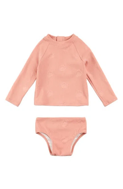 Miles The Label Kids' Embossed Seashell Print Two-piece Swimsuit In Coral