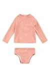 Miles The Label Kids' Embossed Seashell Print Two-piece Swimsuit In Orange