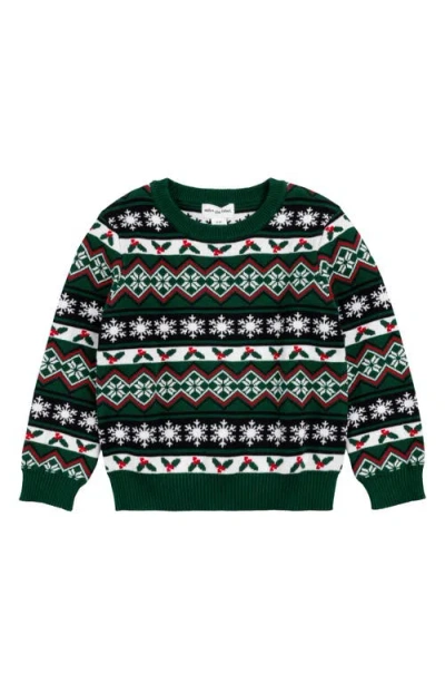 Miles The Label Boys' Cool Yule Fair Isle Jacquard Sweater - Little Kid, Big Kid In Dark Green