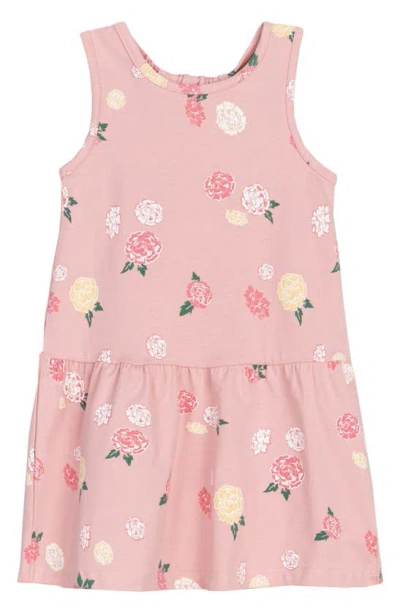 Miles The Label Kids' Floral Sleeveless Stretch Organic Cotton Dress In Lt Pink