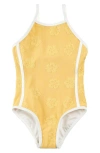 Miles The Label Kids' Hibiscus One-piece Swimsuit In Yellow