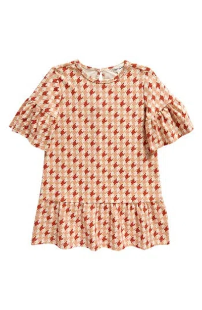 MILES THE LABEL MILES THE LABEL KIDS' HOUNDSTOOTH PRINT STRETCH ORGANIC COTTON DRESS