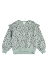 Miles The Label Kids' Leopard Print Ruffle French Terry Sweatshirt