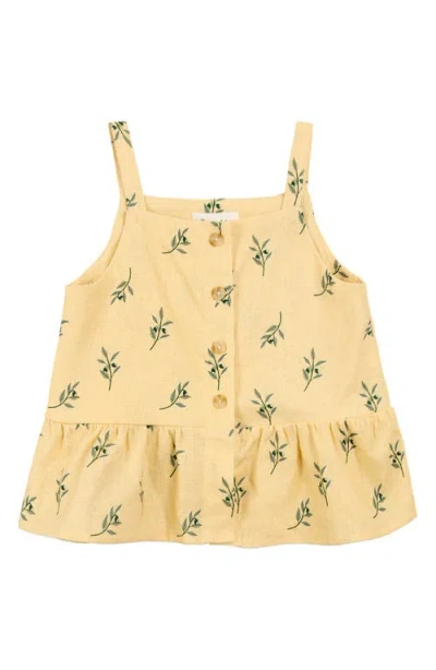 Miles The Label Kids' Linen Blend Peplum Top In Yellow