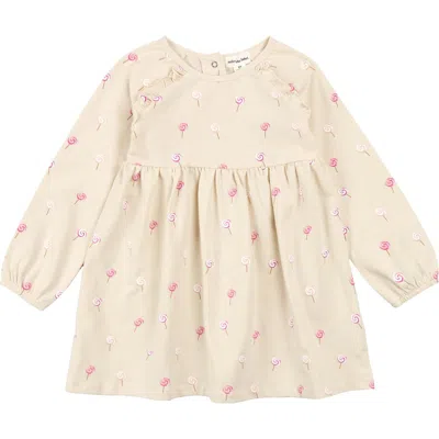 Miles The Label Kids' Long Sleeve Ruffle Dress In Neutral