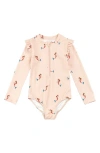 Miles The Label Kids' Mermaid Long Sleeve One-piece Rashguard Swimsuit In Light Coral