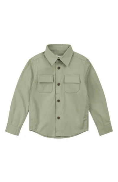 Miles The Label Kids' Organic Cotton Button-up Shirt In Green