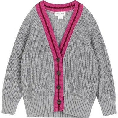 Miles The Label Kids' Organic Cotton Cardigan In Heather Grey