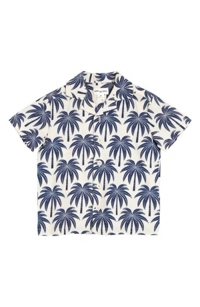 MILES THE LABEL MILES THE LABEL KIDS' PALM TREE PRINT SHORT SLEEVE BUTTON-UP SHIRT