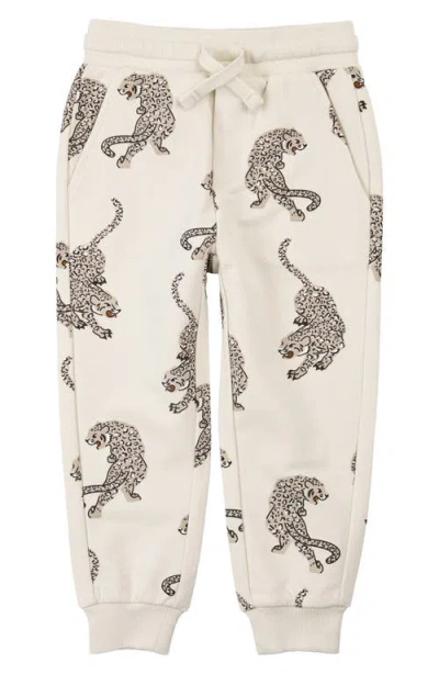 Miles The Label Kids' Panther Print Cotton Joggers In White