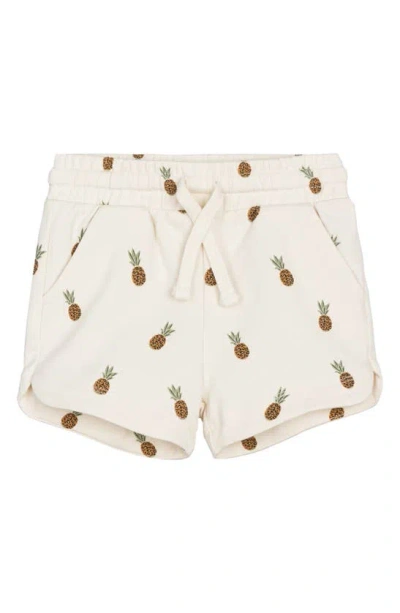 Miles The Label Kids' Pineapple Print Organic Cotton Shorts In Beige