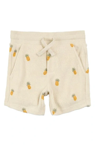 Miles The Label Kids' Pineapple Print Terry Cloth Shorts In Beige