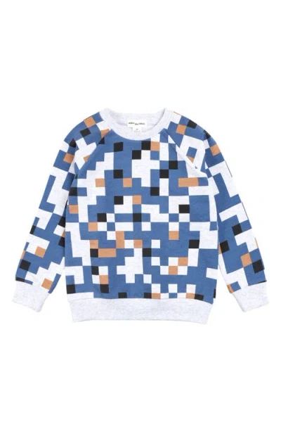 Miles The Label Kids' Pixelboard Print Cotton Sweatshirt In Light Heather Grey