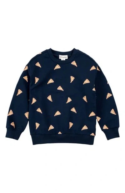 Miles The Label Kids' Pizza Print French Terry Sweatshirt In Black