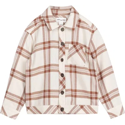 Miles The Label Kids' Plaid Cotton Flannel Button-up Shirt In Beige