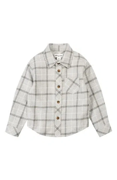 Miles The Label Kids' Plaid Flannel Button-up Shirt In White
