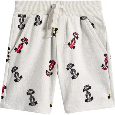 Miles The Label Kids' Race Car Print Organic Cotton Shorts In Neutral