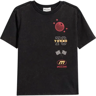 Miles The Label Kids' Racing Acid Wash Graphic T-shirt In Black