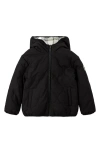 Miles The Label Kids' Reversible Quilted Hooded Jacket In Black