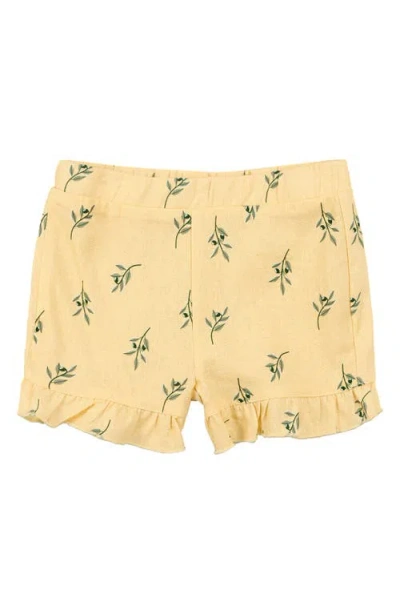 Miles The Label Kids' Ruffle Linen Blend Shorts In Yellow