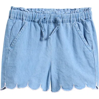 Miles The Label Babies'  Kids' Scallop Chambray Shorts In Blue