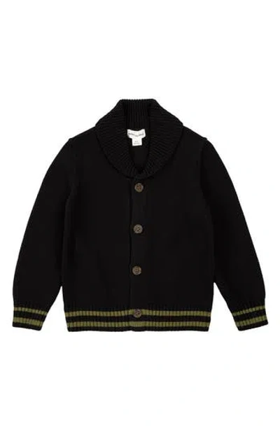 Miles The Label Kids' Shawl Collar Organic Cotton Cardigan In Black