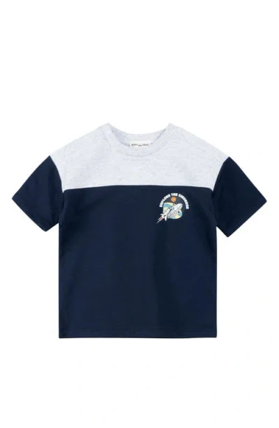 Miles The Label Kids' Space Shuttle Heathered Graphic T-shirt In Navy