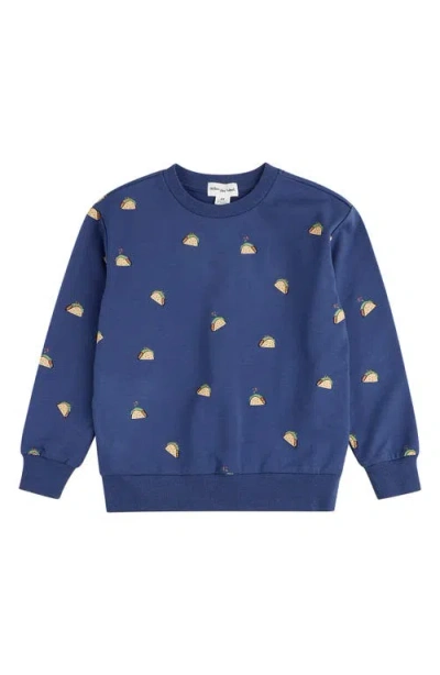 Miles The Label Kids' Taco Print French Terry Sweatshirt In Blue